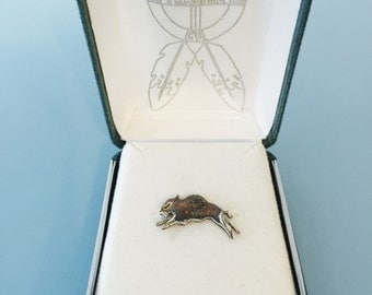 Sterling Silver Mid Century Vintage Buffalo Bull Tie Pin
