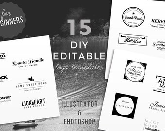 15 DIY Logo Template, Instant Download Logo, Premade Photography Logo Template, Editable PSD, Small business Branding, Photography Watermark
