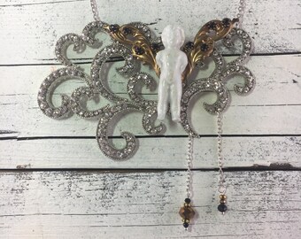 OOAK Frozen Charlotte fairy necklace