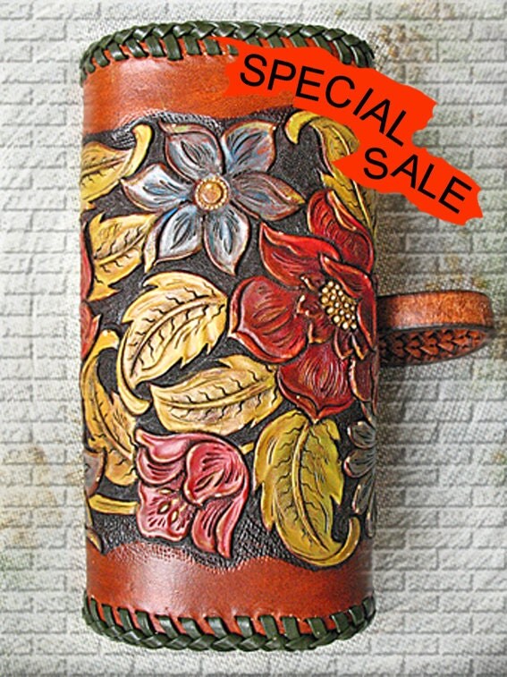 Tooled eyeglass case Big Flowers floral western