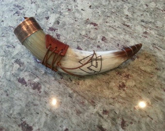 Bespoke Hand Carved Viking Drinking Horn (Small)