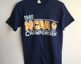 March Madness NCAA Basketball 85 Championshipt T Shirt | Retro 80s Basketball Tee | Navy Blue Vintage T Shirt | Throwback Basketball Tee