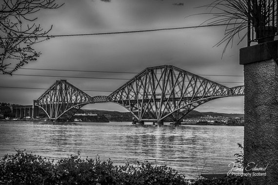 The Forth Bridge, Monochrome, Landscape Photography, scottish print, wall art, fine art photography, river, scottish photography, Bridge Art