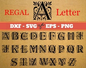 REGAL MONOGRAM SVG Files, Dxf, Eps & Png Files, Regal Svg Font Monogram, Silhouette, Cricut, Regal Monogram Svg Vector Cut Files
