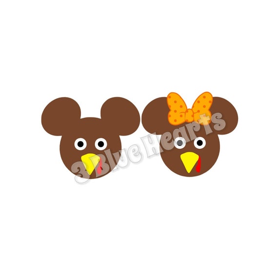 Download Mickey and Minnie Turkey Heads svg dxf pdf studio jpg
