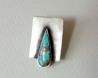 Turquoise Pin, turquoise pin, Persian Cypress Tree, handmade sterling silver, Persian jewelry, December birthstone, minimal, Persian brooch