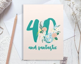 Personalised 40th birthday card, 40 birthday card, happy 40th birthday, personalised birthday card