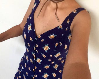 90s lace-up floral playsuit