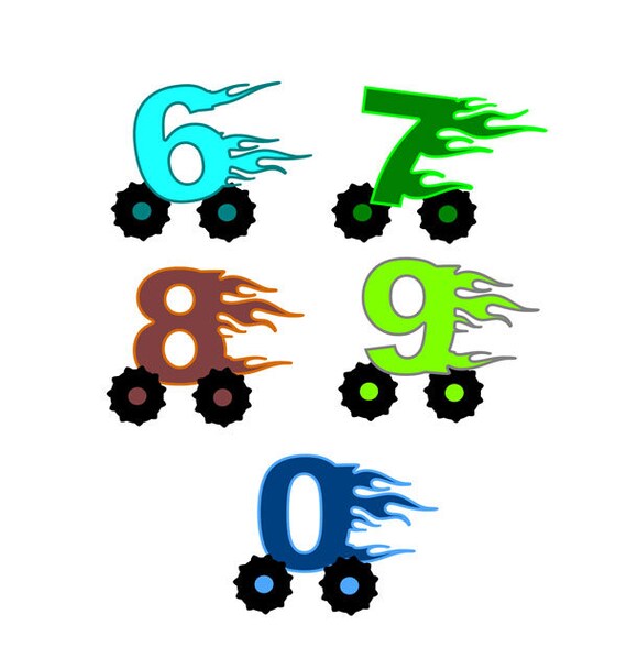 Download Flaming Birthday Numbers SVG, Race Car, Monster Truck ...