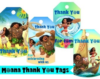 Moana Inspired Tags Moana Tags Moana Thank You Tags Moana Party Supplies Moana Thanks tag Moana Birthday Party Moana Tag Moana Thanks Tag