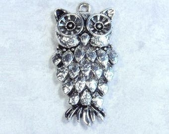 Antique Silver Owl Pendant Antique Silver Nature Pendant Silver Bird Pendant