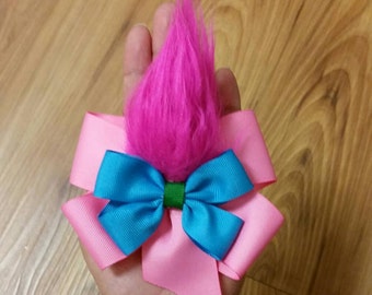 Trolls hair bows, trolls hair clips, trolls bows, poppy hairbows, fur bows, troll poppy hairbows, troll hairbows, trolls hairbows