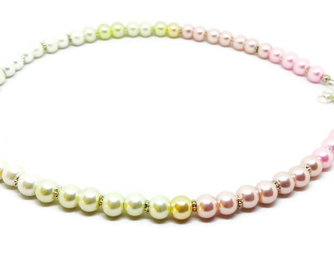 Pink Ombre Swarovski Pearl Necklace, Faux Pearl Ombre Necklace, Spring Pearl Necklace, Unique Birthday Gift, Mother's Day Gift