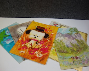 Selection of Vintage Greeting Cards Colorful Get Well & Birthday Cards with Envelops