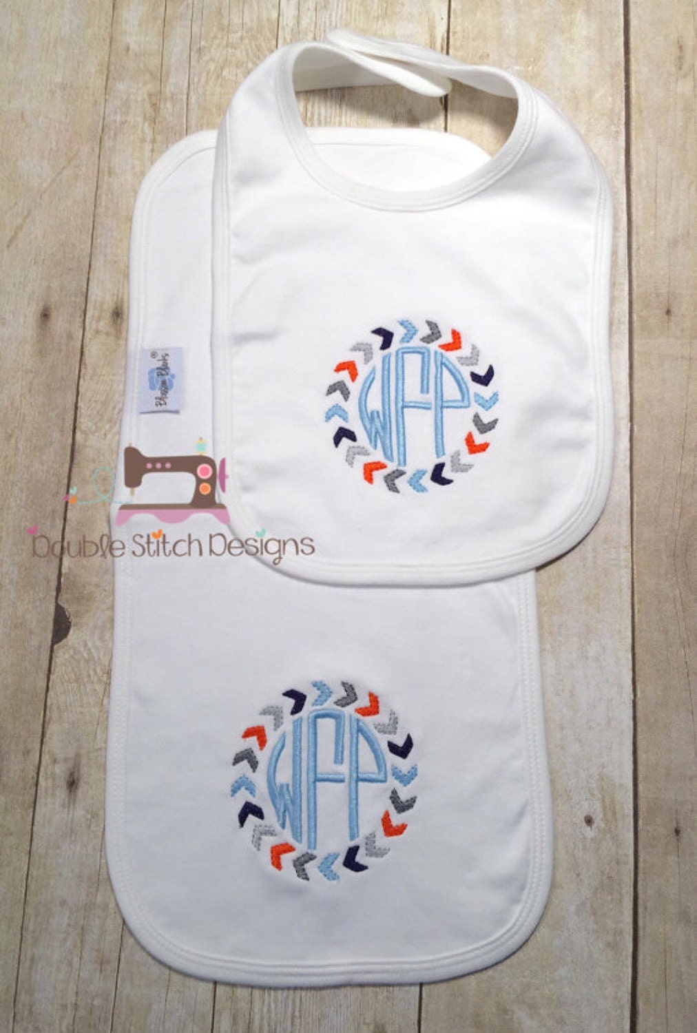 Personalized baby boy gift monogrammed bib and burp rag baby