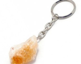 Citrine Point Crystal Keyring, Sucess, Abundance and Personal Power, Reiki Healing Keychain