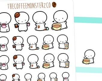 coffee lovers emotis - emoti planner stickers E049