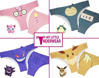2017 Pokemon Underwear Set Of 4 - Jigglypuff - Snorlax - Gengar - Eevee Pokemon Panties - Pokemon Thongs - Pokemon Clothing - Pokemon Gifts