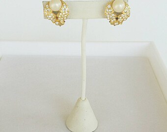 Vintage Pearl Rhinestone Earrings