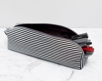 Black and White Striped Pencil Case