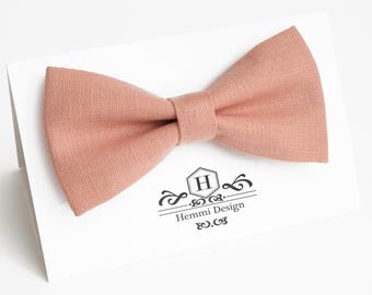 Pink Bow Tie for wedding / linen bow tie for men / bow tie pink / bow tie for baby / pink boy's bow tie, pink necktie, men's pink bow tie