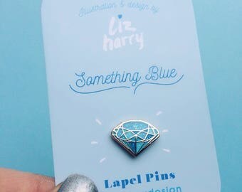 Blue Glitter Lapel Pin - Gemstone Pin - Something Blue Pin - Gift For Bride - Gift For Wedding - Lapel Pin - Enamel Pin - Bride To Be Pin