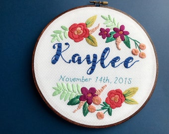 Embroidery Hoop Art Custom Embroidery Nursery Decor Baby Embroidery Home Decor Hoop Art Nursery Art Baby Shower Gift Hoffelt and Hooper Co
