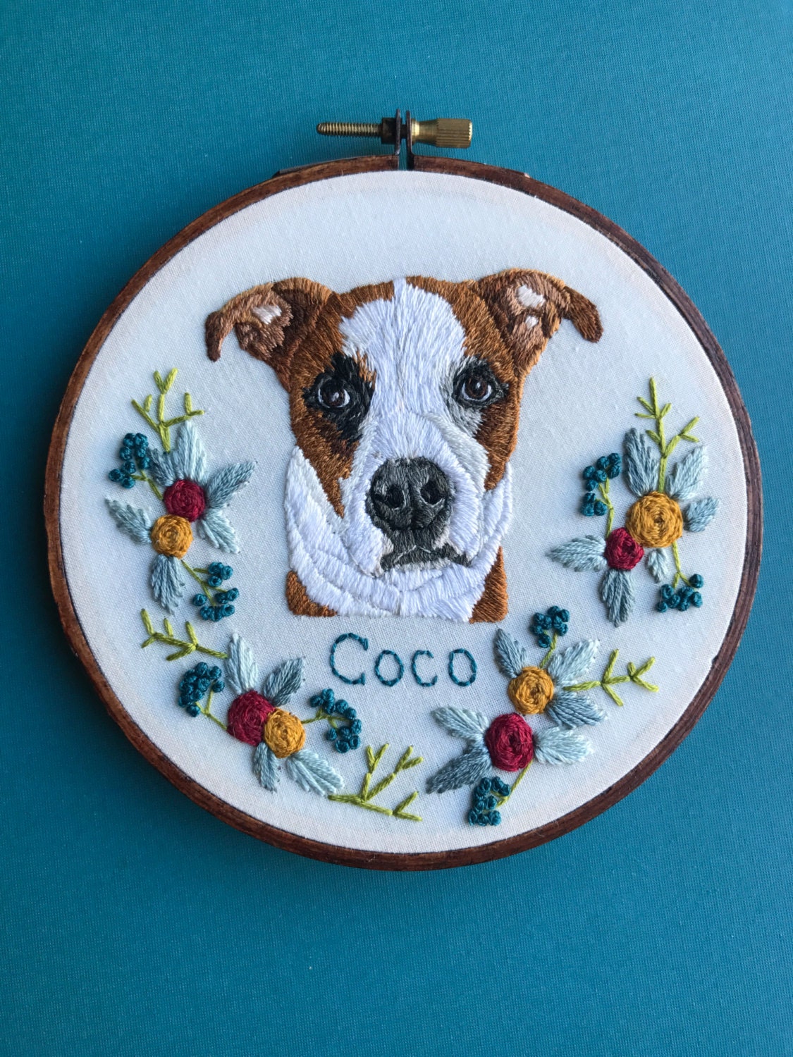 Embroidered pet portrait custom pet portrait embroidery hoop Embroidered pet portrait custom pet portrait embroidery hoop