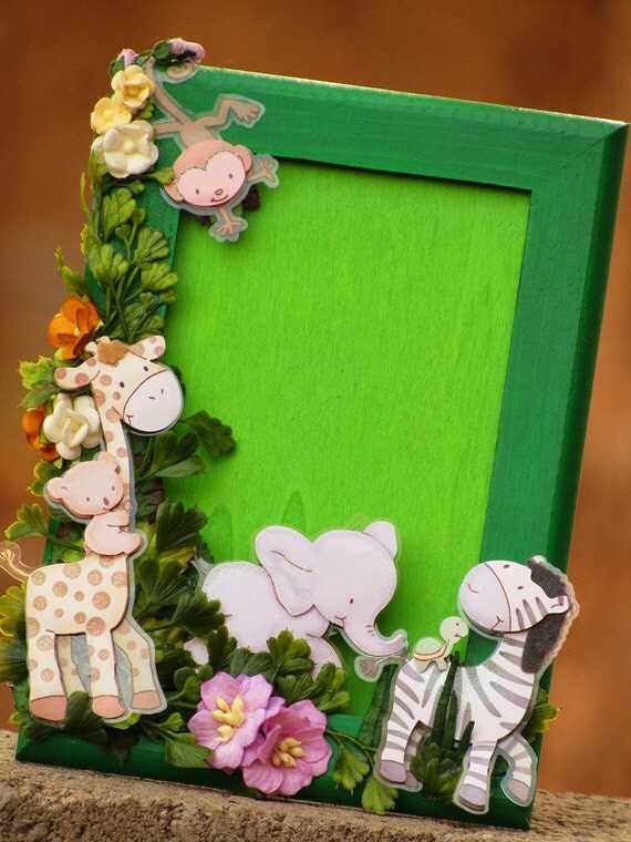 Baby Nursery Frame Jungle Animals, Baby Shower Gift, Zoo Animal, Wall