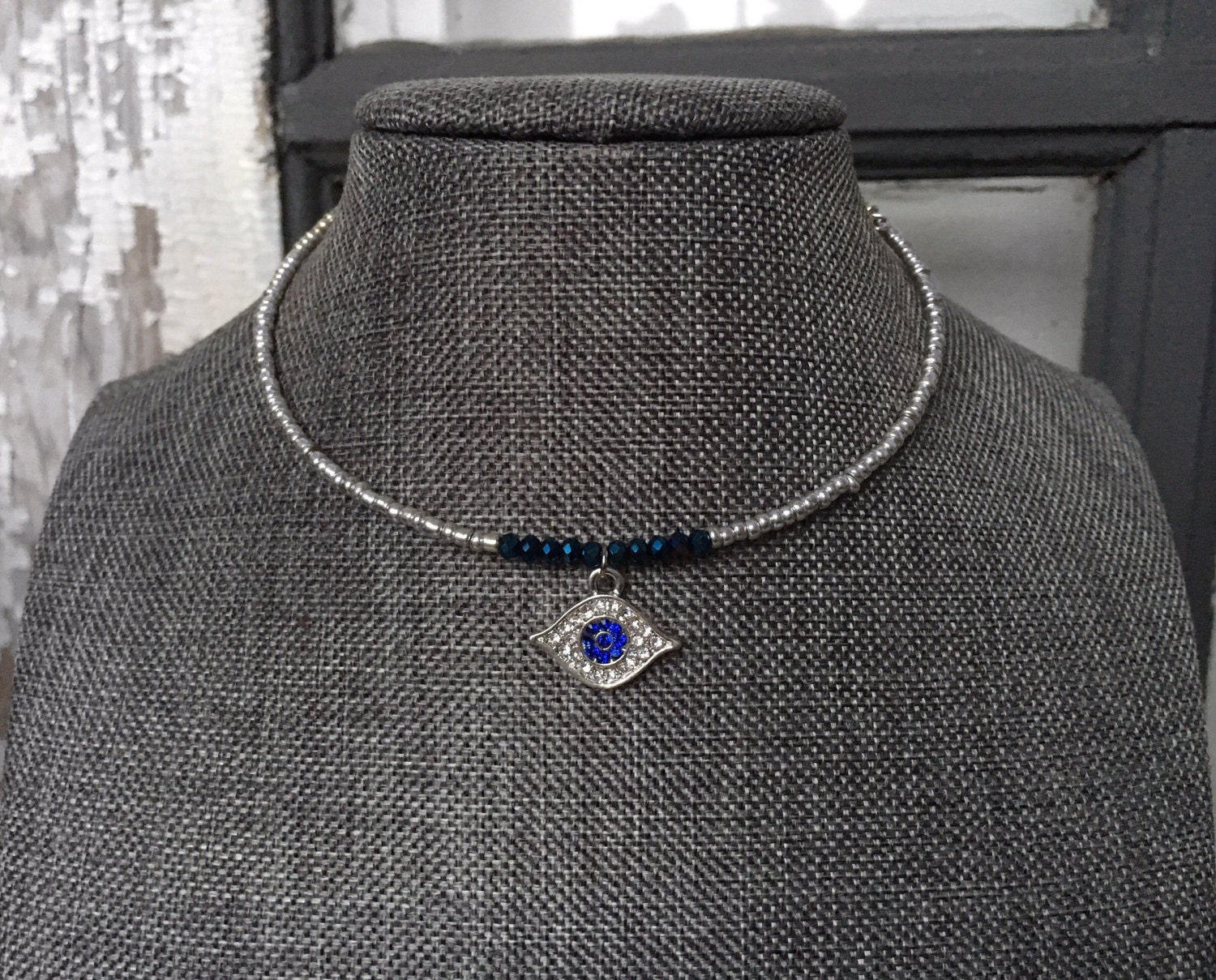 Evil Eye Beaded Choker Necklace
