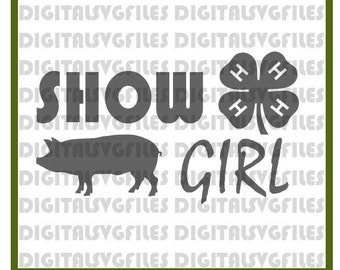 Show Girl Livestock Pig SVG File, Show Pig SVG File, Farm Animals SVG-Vector Clip Art for Commercial & Personal Use-Cricut, Show Girl 4H svg