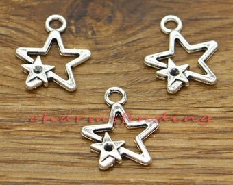 50pcs Hand charms silver tone hand made charm Pendants 2 sided 12x13mm