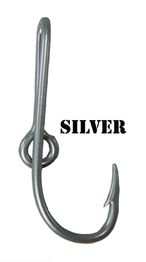 Silver Powder Coated Fish Hook for Hat Brim or Bill Silver