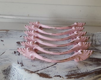 Shabby Chic home decor 6 Distressed Pink Shabby Chic Drawer Pulls Cabinet Pull Decorative Knob dresser pull dresser knob