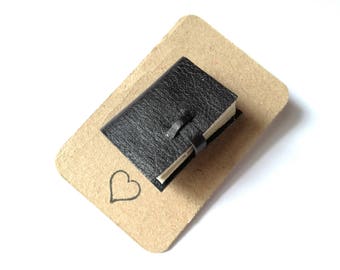 Fiver Friday, Book brooch, leather journal, spell book, book pin, book lover gift, book club gift, librarian gift, teacher gift, book worm