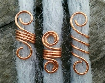Set of 3 dread beads, boho dreadlock beads set, dreadlock accessory, hair jewelry for braids, loc jewelry, hair clips, viking beads