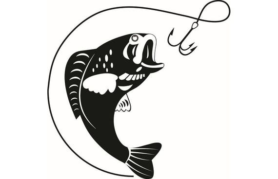 Bass Fishing #1 Logo Angling Fish Hook Fresh Water Hunting ...