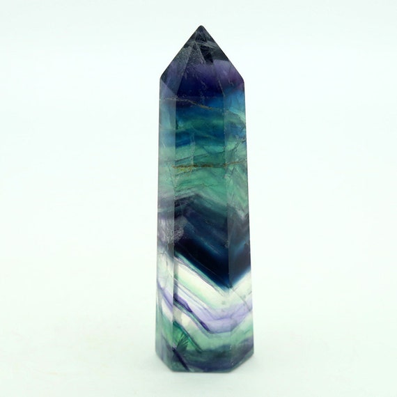 Green Purple Fluorite Crystal Point 72g