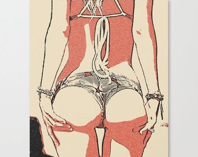 Erotic Art Canvas Print - We love thigh gap 2, unique sexy conte style print, perfect shapes girl sexy sketch, sensual high quality artwork