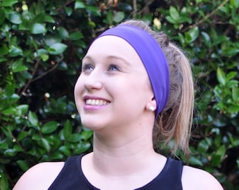 Wide purple headband, yoga headband, workout headband, running headband, sweatband, adult headband woman, gift for woman
