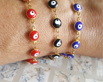 Evil eye gold filled bracelet, Evil eye bracelet, Evil eye jewerly, Gold-filled evil eye bracelet, Multi evil eye bracelet