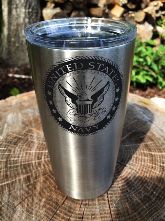 Custom Engraved Navy Seal 20 oz. Yeti Rambler or RTIC Tumbler