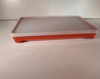 Vintage Tupperware Lunch Meat / Deli / Bacon Container - Brick Red