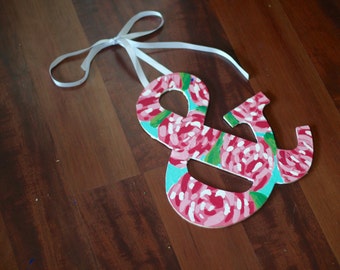 Wooden Letters | Lilly Pulitzer | First Impression | Monogram | Hand Painted | Floral | Alphabet | Greek Letter | Dorm Decor | Nursery Decor