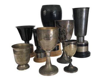 1930s Vintage Silver Plate Trophies - Set of 8