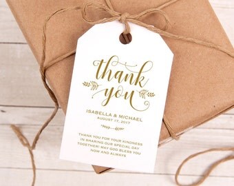 Gold Thank You Tag, Gift Tags, Wedding Thank You Tags, Wedding Favor, Thank You Printable, Favor Tag, DiY Kraft Printable tags, WPC_177