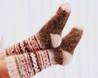 Womens gift long socks Warm socks Wool socks Hand Knit socks Wool knit socks Women socks knitted socks Natural Socks