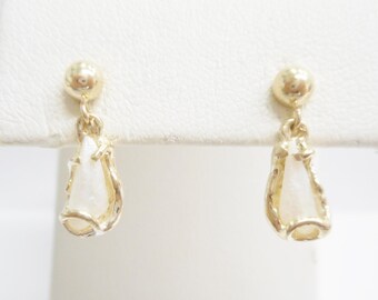 Pearl Earrings, Tennessee Pearl, Gold Earrings, Dangle Earrings, 14k Yellow Gold Freshwater Tennessee Pearl Dangle Earrings #2874
