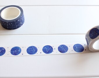Constellations Washi Tape, Sky Washi Tape, Starry Night Washi, Universe, Space, Galaxy, Zodiac, Star Sign, Planner Stickers (NT-114)