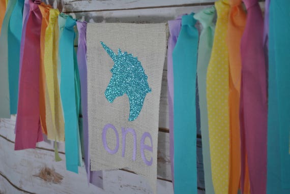 UNICORN BIRTHDAY BANNER, Unicorn Highchair Banner, Unicorn First Birthday, Rainbow Birthday Banner